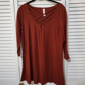 Rust-color Detail Tunic